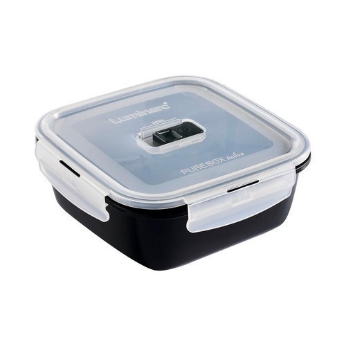 HERMETICO CUADRADO LUMINARC PURE BOX NEGRO 1.22L